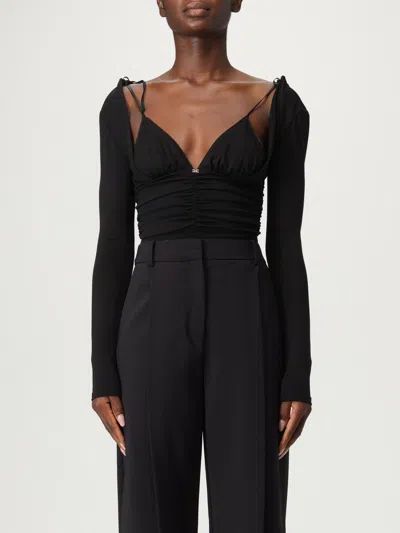 Elisabetta Franchi Ruched Detail Bodysuit In Black Jersey Crêpe In Black