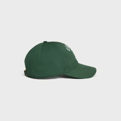 Celine University Baseball Cap In Gabardine Coton Washed In Green