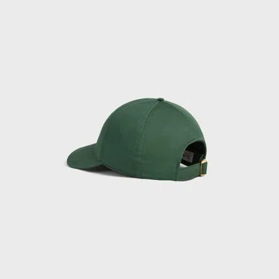 Celine University Baseball Cap In Gabardine Coton Washed In Green