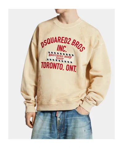 Dsquared2 Brothers Body Shop Patch Distressed Sweatshirt In Neutral