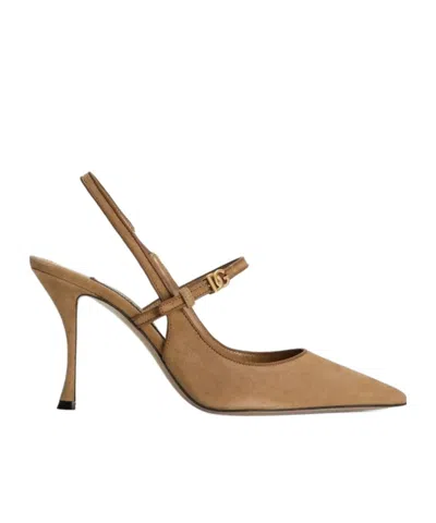 Dolce & Gabbana Suede And Nappa Leather Slingback In Brown