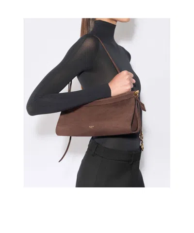 Alaïa Le Click East West Medium Bag In Nubuck In Brown