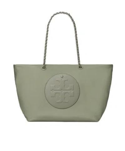 Tory Burch Chain-strap Logo-plaque Tote Bag In Green