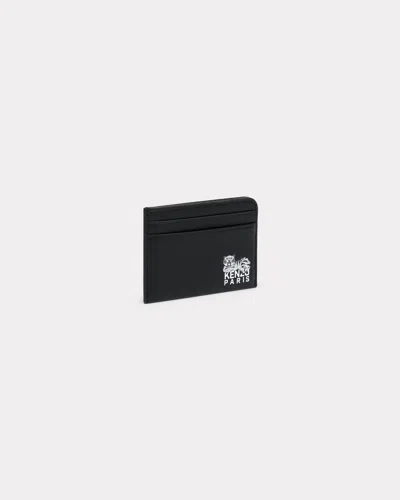 Kenzo Tiger-logo Leather Cardholder In Black