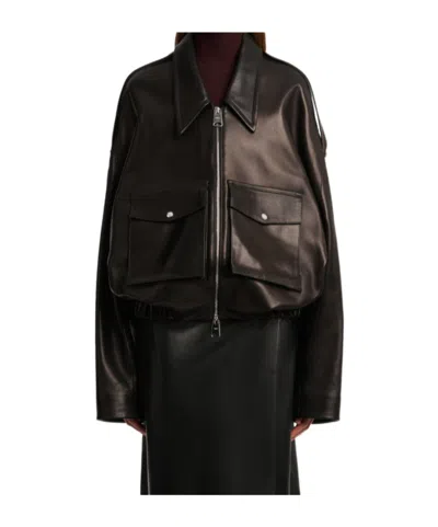 Khaite Owey Leather Jacket In Black