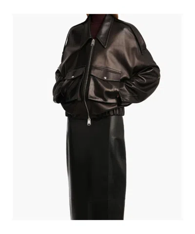 Khaite Owey Leather Jacket In Black