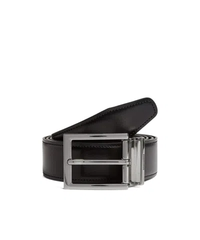 Dsquared2 Black Leather Belt With Logo Buckle In Black