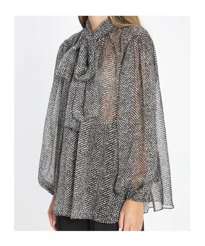 Dolce & Gabbana Dolce&gabbana Women Silk Chiffon Blouse In Gray