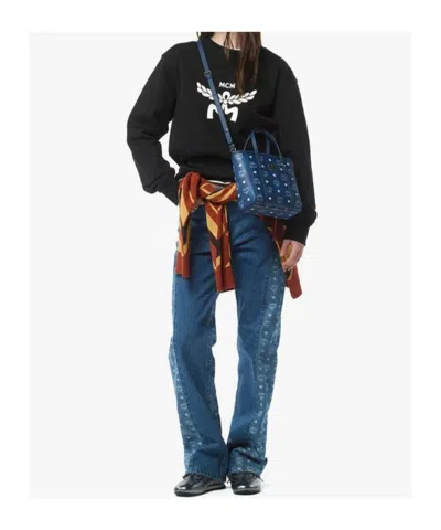 Mcm Toni Mini Visetos Shopper Top-handle Bag In Blue