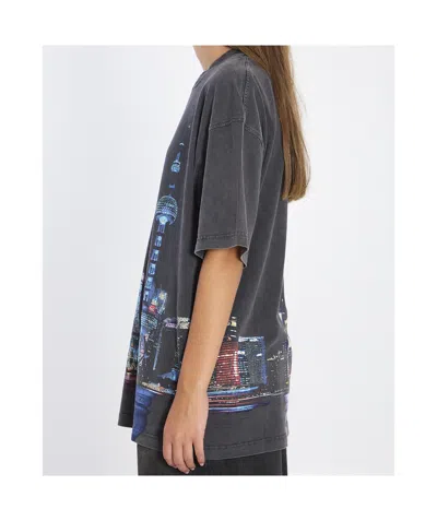 Alexander Wang Shanghai Skyline Graphic Rhinestone T-shirt In Blue