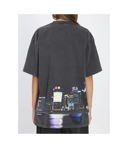 Alexander Wang Shanghai Skyline Graphic Rhinestone T-shirt In Blue