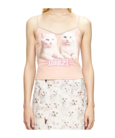 Diesel Cotton Top With Thin Straps In Pink