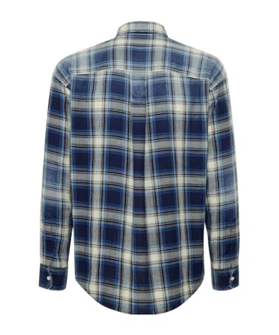 Dsquared2 Checked Pattern Shirt With Pockets And Collar In Blue