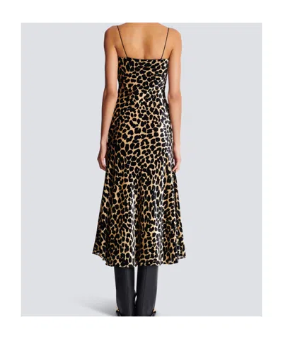 Balmain Long Leopard Print Dress Straps In Animal Print