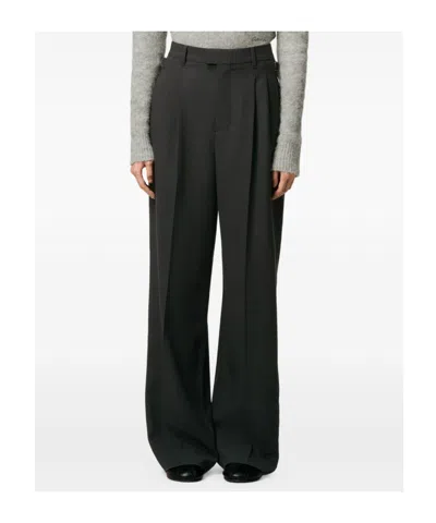 Ami Alexandre Mattiussi High-waist Tailored Suit Pants With Wide-leg Silhouette In Black