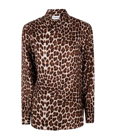 P.a.r.o.s.h . Leopard Print Silk Shirt With Pointed Collar And Overfit Silhouette In Animal Print