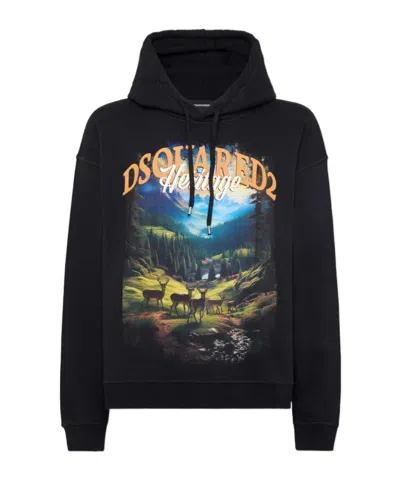 Dsquared2 Relax Fit Hoodie In Black