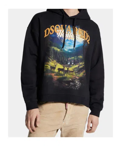 Dsquared2 Relax Fit Hoodie In Black