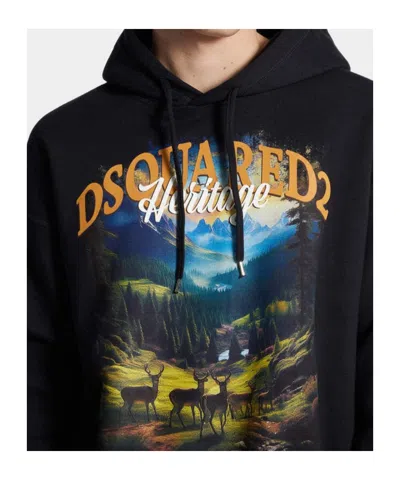 Dsquared2 Relax Fit Hoodie In Black