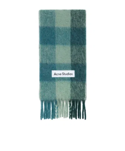 Acne Studios Green Mohair Checked Scarf In Multi