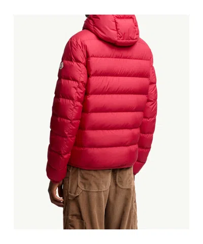 Moncler Hooded Padded Jacket Side Pockets In Red