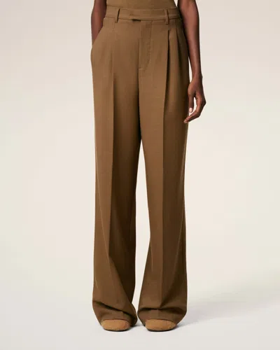 Ami Alexandre Mattiussi Ami High-waisted Light Wool Twill Trousers With Pleated Detailing In Brown