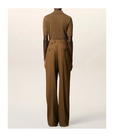 Ami Alexandre Mattiussi Ami High-waisted Light Wool Twill Trousers With Pleated Detailing In Brown