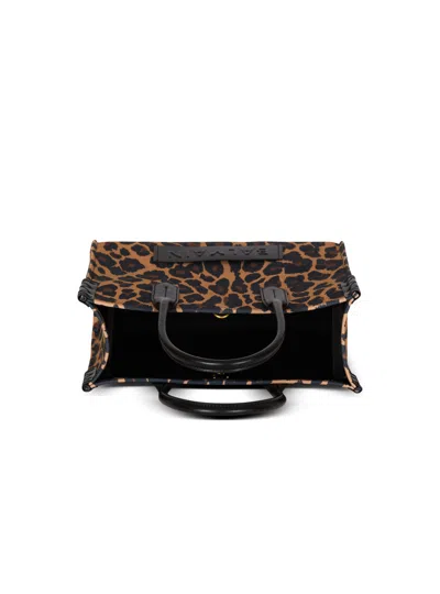 Balmain B-army Shopper Shoulder Bag In Leopard-print Canvas In Multi