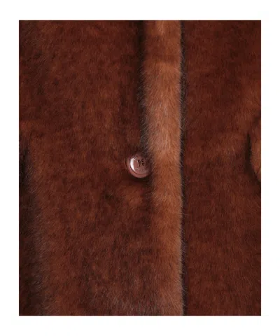 Herno Button-fastening Faux-fur Coat In Brown