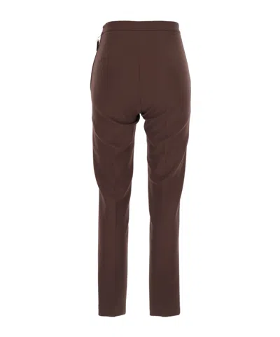 Elisabetta Franchi Cropped Trousers With Belt Loops And Buttoned Pockets In Brown