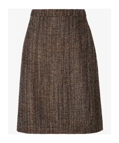 Fendi Rust Wool And Alpaca Skirt In Brown