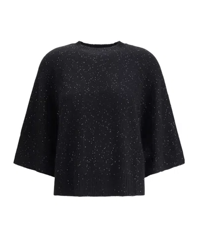 Fabiana Filippi Relaxed Short Sleeve Top With Sequin Embellishments In Blue