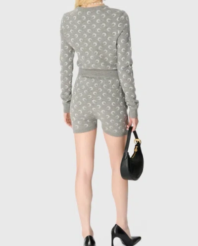 Marine Serre Crescent Moon Pattern Knit Cardigan In Gray