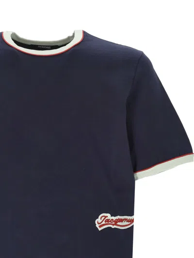 Jacquemus Contrast Trim Crew Neck Short Sleeve T-shirt In Blue