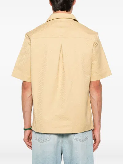 Casablanca Short-sleeved Jacquard Cotton Shirt With Monogram In Nude
