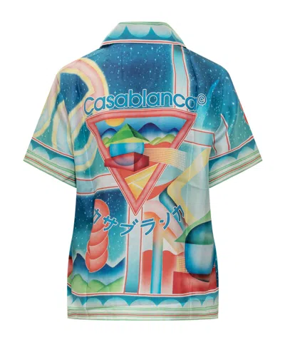 Casablanca Printed Silk Shirt In Blue