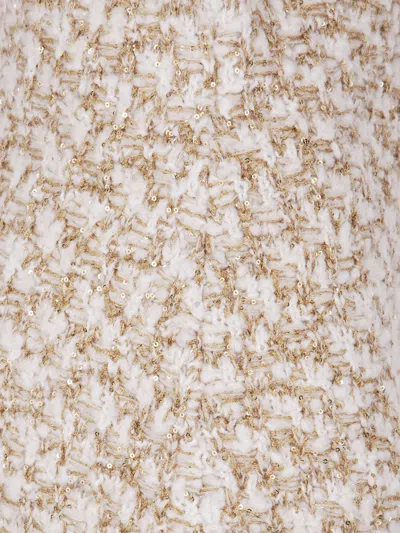 Fabiana Filippi Textured Midi Skirt With Fringe And Sequins In Neutral