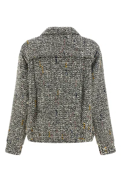 Alessandra Rich Tweed Bomber Jacket In Black