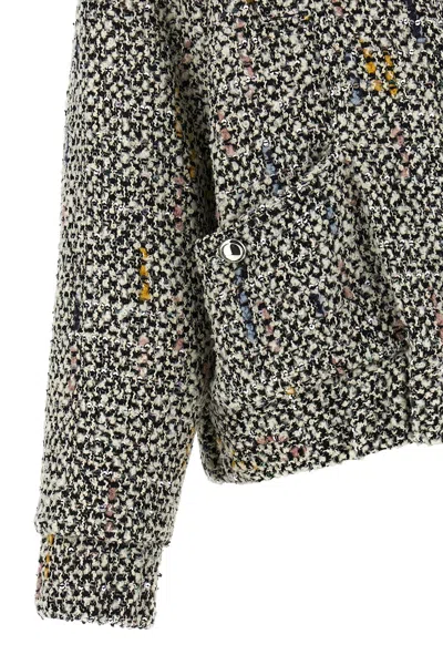 Alessandra Rich Tweed Bomber Jacket In Black