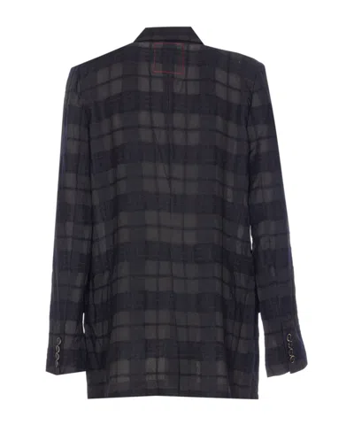 Uma Wang Long Blazer With Notched Lapels And Pockets In Multi