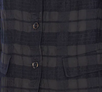 Uma Wang Long Blazer With Notched Lapels And Pockets In Multi