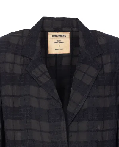 Uma Wang Long Blazer With Notched Lapels And Pockets In Multi