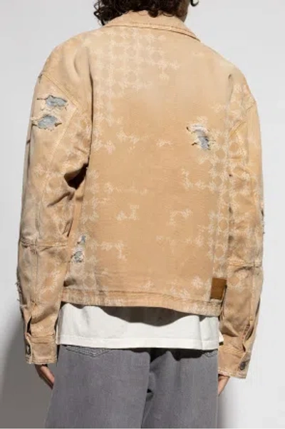 Amiri Distressed Printed Jacket In Brown