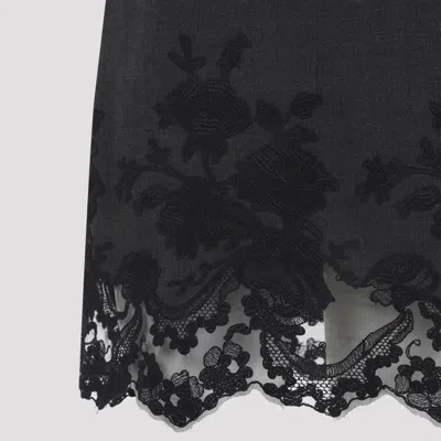 Ermanno Scervino Sheer Neckline Sleeveless Floral Lace Mini Dress In Black