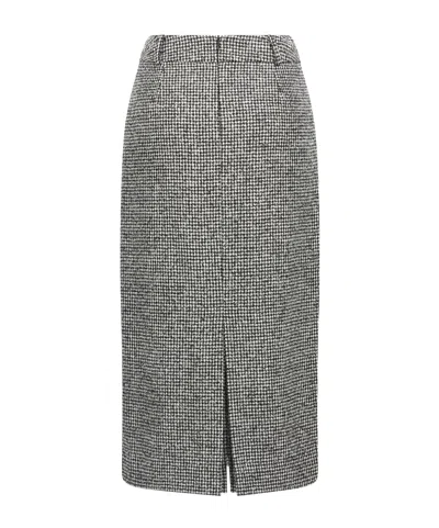 Ermanno Scervino Houndstooth Sheath Longuette Skirt With Back Split In Gray