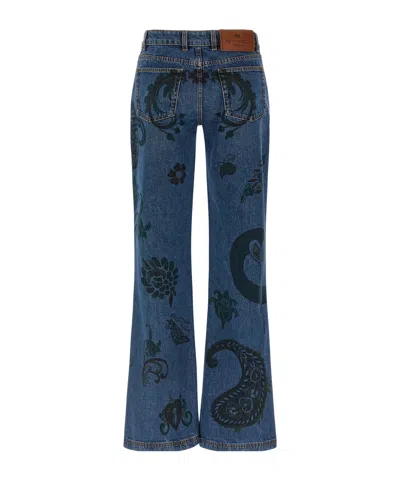 Etro Paisley Print Jeans In Blue