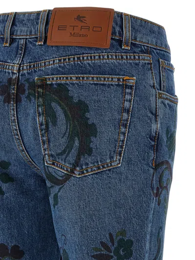 Etro Paisley Print Jeans In Blue