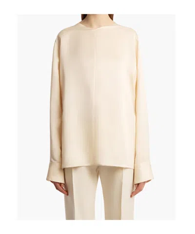 Khaite Durion Open-back Satin Top In White