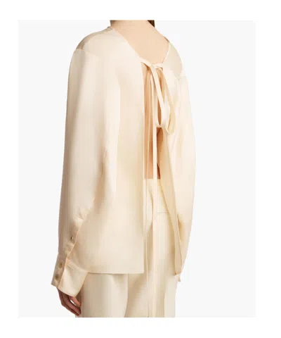 Khaite Durion Open-back Satin Top In White