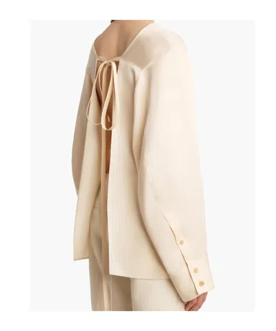 Khaite Durion Open-back Satin Top In White